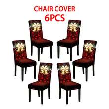 1/2/4/6/100 piezas Fundas para sillas de comedor navideñas, fundas elásticas, extraíbles y lavables para el hogar, hotel, fiesta - Multicolor - Ver 23