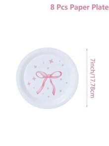 40 قطعة/مجموعة أدوات مائدة بموضوع الفيونكة الوردية، أدوات مائدة يمكن التخلص منها لديكور حفلة الفيونكة الوردية، ديكور مائدة حفلة مولود جديد، ديكور حفلة استحمام الطفل للبنات، لوازم حفلة عيد ميلاد سعيد، ديكور حفلة زفاف، أطباق ورقية، أكواب ورقية، مناديل ورقية، ديكور كشف نوع الجنين، ديكور حفلة استحمام الطفل - قوس وردي - مشاهدة 14