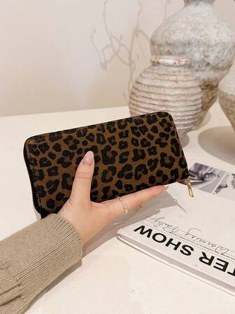 新款复古女士长款拉链钱包，豹纹时尚多卡位手机钱包，拉链零钱包，防盗银行卡夹，身份证夹，名片夹，女士手拿包，现金钱包，卡包