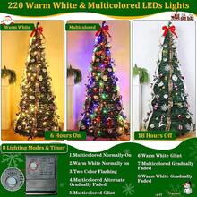 6 FT Prelit Christmas Tree With 200 Warm & Multicolor Lights Modes & Timer Fully Decorated 103 Ornaments, Collapsible Pull Christmas Tree With Lights For Indoor Home Party DecorHalloween Christmas New Year