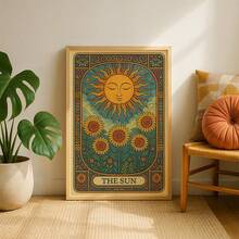 3 Stücke/Set Art Nouveau Tarot Leinwanddrucke: Sonne, Mond, Sterne, Ramadan Festival, Leinwandkunst, Funky Girl Kunst, inspirierende Zitat Kunst, Heimdekoration, Leinwand zum Aufhängen - Verschiedenfarbig - Übersicht 5