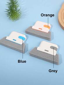 1 set Cepillo de limpieza de ranuras de ventana 3 en 1, cepillo de limpieza de ranuras pequeñas para riel de puerta, riel de ventana, marco de ventana, ranura de ventana. Cabezal de cepillo con almohadilla de limpieza de 4 capas, cabezal de cepillo reemplazable, herramienta de limpieza para utensilios de cocina. (Gris/Naranja/Azul)