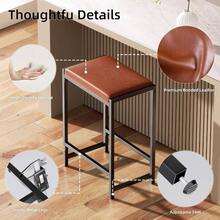 Bar Stools, Bar Chairs, Counter Height Kitchen Counter Stools With Footrests, Synthetic Leather Mid - Modern, 25 - Inch Tall, Kitchen, Dining Room, Counter, Cafe - Black - View 6