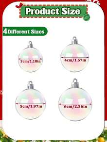 10/20/16/30PCS Christmas Iridescent Ornaments,Clear Plastic Bubbles Hanging Filled Ornaments,Christmas DIY Hanging Rainbow Ball 4 Different Sizes For Xmas Tree Wedding Party Birthday Home Decorations