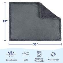 Kritter Planet Waterproof Blanket For Dogs Pee Proof Sherpa Fleece Reversible Cover For Couch Or Bed Liquid Proof Furniture Protector For Small Medium Size Animals - 30"x25"+Màu xám than - Xem 7
