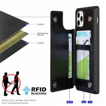 Compatible With IPhone 12 Pro Max Wallet Phone Case With Card Holder, RFID Blocking PU Leather Wrist Strap Case 6.7 Inch (Mandala Black){"Color_name":"M-Black"} - Multicolor2 - View 4
