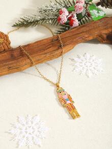 1 colar com pingente de quebra-nozes de Natal, colar com pingente de quebra-nozes de soldado com strass fofo, joia de Natal adequada para mulheres, uso diário, festa de Natal, roupa essencial de inverno - Multicolorido - Ver 12