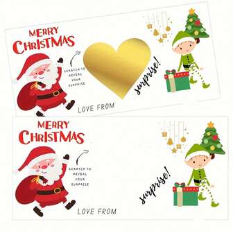 1-Set Vintage Christmas Party Scratch Games - Reusable Scratch Cards, Scratch-To-Reveal Joy, Festive Interactive Gift For Friends, Family & Campus Holiday Celebrations, Material, No Batteries Required, Christmas Party Accessory, Vintage Christmas Surprise Gift