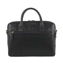 Pierre Cardin Leather MultiCompartment Business Laptop Bag Black