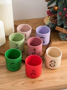 1pc Personalized Customization Name Pattern Silicone Baby Cup Print On Demand Solid Color Baby Tableware Portable Baby Cups Custom Water Bottle