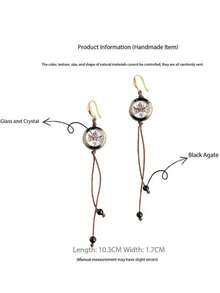 1 Pair Vintage Handmade Woven Rope Glass Earrings, 925 Sterling Silver Jewelry, Bohemian Style Tassel Women's Ear Hook Earrings, New Chinese Earrings, God Of Wealth Earrings, Suitable For Women To Wear, Parties, Halloween, Christmas Gifts, (Red Faced God Of Wealth - Attract Peach Blossoms, White Faced God Of Wealth - Prosperous Career)