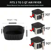 Khay lót rổ chiên không dầu hình vuông bằng silicon, phù hợp với nồi chiên không dầu dung tích 4-7 lít, chống dính, có thể tái sử dụng, phụ kiện nồi chiên không dầu, khuôn nướng lò nướng & lò vi sóng, dụng cụ nhà bếp. - màu đen - Xem 2