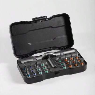 Juego de destornilladores de trinquete 24 en 1, puntas magnéticas de precisión con mango desmontable y estuche, kit de destornilladores mini multiusos para bricolaje, electrónica, relojería y reparaciones domésticas.