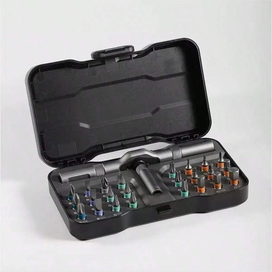 Juego de destornilladores de trinquete 24 en 1, puntas magnéticas de precisión con mango desmontable y estuche, kit de destornilladores mini multiusos para bricolaje, electrónica, relojería y reparaciones domésticas.