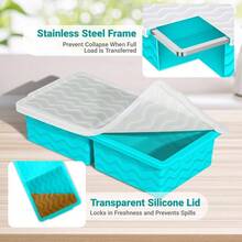 Silicone Freezer Tray With Lid U2013 2 - Cup Soup Freezer Container Molds, Large Cube Trays Freezing Soup, Sauce Broth, Meal Prep Food Storage U2013 Oven Dishwasher , 2 - Pack - hồ xanh - Xem 5