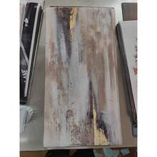 1 bức tranh in nghệ thuật trên vải canvas họa tiết trừu tượng màu vàng hiện đại - Trang trí tường không khung cho phòng khách và phòng ngủ, lớp hoàn thiện màu xám và be ánh kim, trang trí nhà tối giản - màu nâu - Xem 7