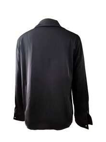 Camisa de manga larga con botones delanteros de unicolor y estilo sencillo para uso diario de mujeres