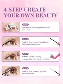 640pcs Mixed Cluster False Eyelashes DIY Set, Natural Nude Makeup Lashes, Fine Stem Lightweight Non-Clumping, Beginner Friendly Easy To Apply, Long-Lasting Pigment Non-Smudging, Suitable For Daily Commute/Makeup Looks, Includes Lash Glue, Remover And Tweezers (Small Flower 10D+20D+30D+40D) - Multicolor - View 12