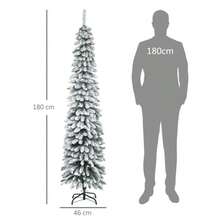 Artificial Christmas Tree, Snow-Covered, Slim Design, Fire-Resistant, 180 Cm, Green/White On-Site - Green - View 2