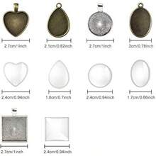 Yitaocity 30Pcs Pendant Trays 5 Styles Heart Round Square Teardrop Oval Blank Bezels Pendant Trays With 30Pcs Silicone Resin Mold +20 Pcs Necklace Cord For Crafting DIY Jewelry Making