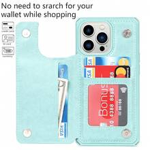 For IPhone 13 Pro Max Phone Case With Card Holder, Case Wallet With Credit Card Holders For IPhone13ProMax,Embossed PU Leather Card Slots Cases [Kickstand] Shockproof Cover For Women Men-Green{"Color_name":"C-Green"} - 多色11 - 查看 4