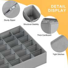 Organizador de ropa interior, calcetines, pantalones, sujetador, caja de almacenamiento, armarios, cajones, armario, ropa, bufanda, cajas organizadoras de almacenamiento para dormitorio - Gris claro 6 cuadrículas - Ver 5