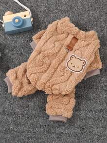 1 件宠物秋冬保暖内衬条纹熊四腿毛衣，狗/猫衣服，适合泰迪、博美犬、柯基犬、小型犬 - 咖啡棕 - 查看 6