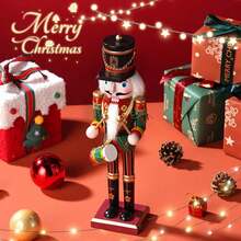 30CM Nussknacker Soldat Holzpuppe Weihnachtsdekoration Geschenk Home Desktop Ornament Party Festival Display Sammlerstück Kunsthandwerk