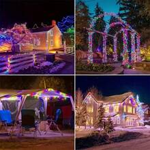1pc Solar String Lights Outdoor Light Strings Waterproof 32M/22M/12M/7M//6.5/5M ,20/30/50/100/200/300LED Solar Powered String Light With 8 Lighting Modes For Garden Patio Yard Fence Christmas Tree Decoration With Fairy Lights Ambience Warm White/Multicolor/White For Outside Tree , Courtyard,Wedding, Gazebo,Party, Home, Lawn, Camping And Holiday Decor Garden Lights