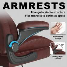 Heavy Duty Ergonomic Executive Chair With Padded Arms , Big And Tall Computer Chair With Adjustable Headrest, 360°Swivel Free,Easy To Assemble - 棕色 - 查看 4