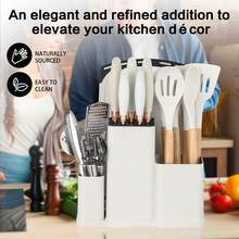 20PCS Silicone Stainless Steel Cooking Utensils-Multifunctional Kitchen Utensil Set, Wooden Handles Kitchen Gadgets Tools Set,Stainless Steel Kitchen Gadgets Accessories, Chef Knife Set,Perfect Kitchen Cooking Tools - White - View 2