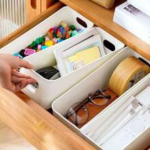 5 件塑料储物盒 - 非常适合整理办公桌用品、化妆品、药品等 - 便携式落地式设计，适用于厨房、浴室和办公室使用，办公室整理时尚储物盒耐用塑料盒，办公桌储物盒 - 彩色 - 查看 6