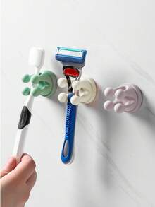 2025家居新品推荐-免钉硅胶无缝四爪墙钩，浴室牙刷牙膏剃须刀粘钩 - 彩色 - 查看 9