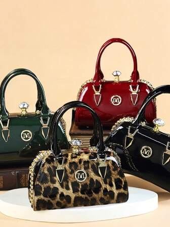 Eleganta handväskor med strassdekor, bröllopsväskor med klämma för kvinnor, axelväska i lackläder, det bästa valet för att ge presenter till vänner