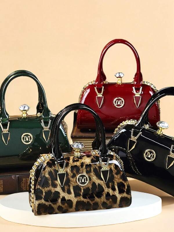 Elegant Rhinestone Decor Handbags, Women's Clip Wedding Purses, Patent Leather Crossbody Bag,The Best Choice For Giving Gifts To Friends