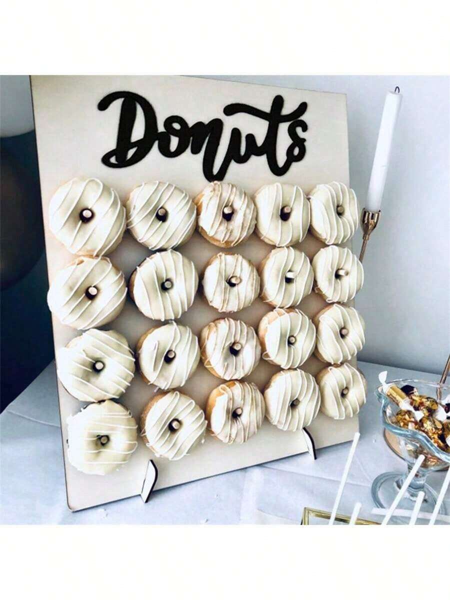 Wooden Donut Display Stand, Dessert Holder For Weddings, Parties, Birthdays, Candy Bar, DIY Tabletop Decorations, Rustic Bridal Shower Decor, Non-Electric, Theme-Neutral Holiday Accessory