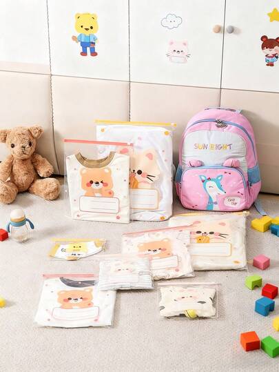 20pcs Cute Animal Print Plastic Storage Bags,Clear Storage Bags, Shipping Packaging Bags,Clear Plastic Garment Bags,Resealable Travel Organizer Bags For Clothes, Shoes & Accessories, Travel Essentials Organizer|Playful Animal Design|Durable Plastic Material, Storage Bags For Clothes