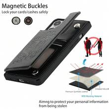 For IPhone 13 Pro Max Case With Card Holder,For IPhone 13 Pro Max Wallet Case For Women Men, Stand And Strap,Leather Shockproof Protective Phone Case Cover- Black{"Color_name":"E-Black"} - 多色28 - 查看 5