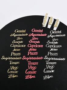 12/36 Peças de Doze Ornamentos de Unhas do Zodíaco em Dourado, Prata e Rosa, Cores Mistas do Zodíaco, Cor Única, Ornamentos de Unhas em Inglês Doze Ornamentos de Unhas do Zodíaco Adequados para Design de Arte de Unhas de Mulheres e Meninas, Decoração de Unhas