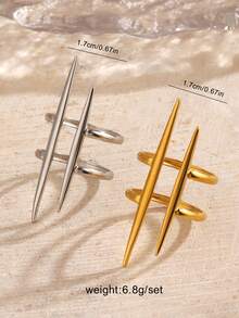 1 件不锈钢简约 18K 镀金条形设计戒指，适合女性日常佩戴 - 彩色 - 查看 12