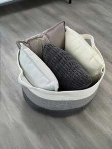 [XXXL Baumwollseil Korb] Großer Baumwollseil Korb, 56 cm x 56 cm x 36 cm (87 L) XXXL Wurfdecken Aufbewahrung für Wohnzimmer, gewebter Baby Wäschekorb Organisation und Aufbewahrungskorb mit Griff, Kinderzimmer Korb, Weicher Spielzeug Aufbewahrungskorb, Bequeme Kissen Faden Korb - OSTERN, Regalkorb