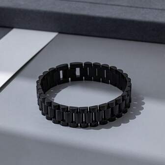 1 件不锈钢链式手链，朋克摩托车风格，配有调节器，适合男士日常佩戴，节日礼物