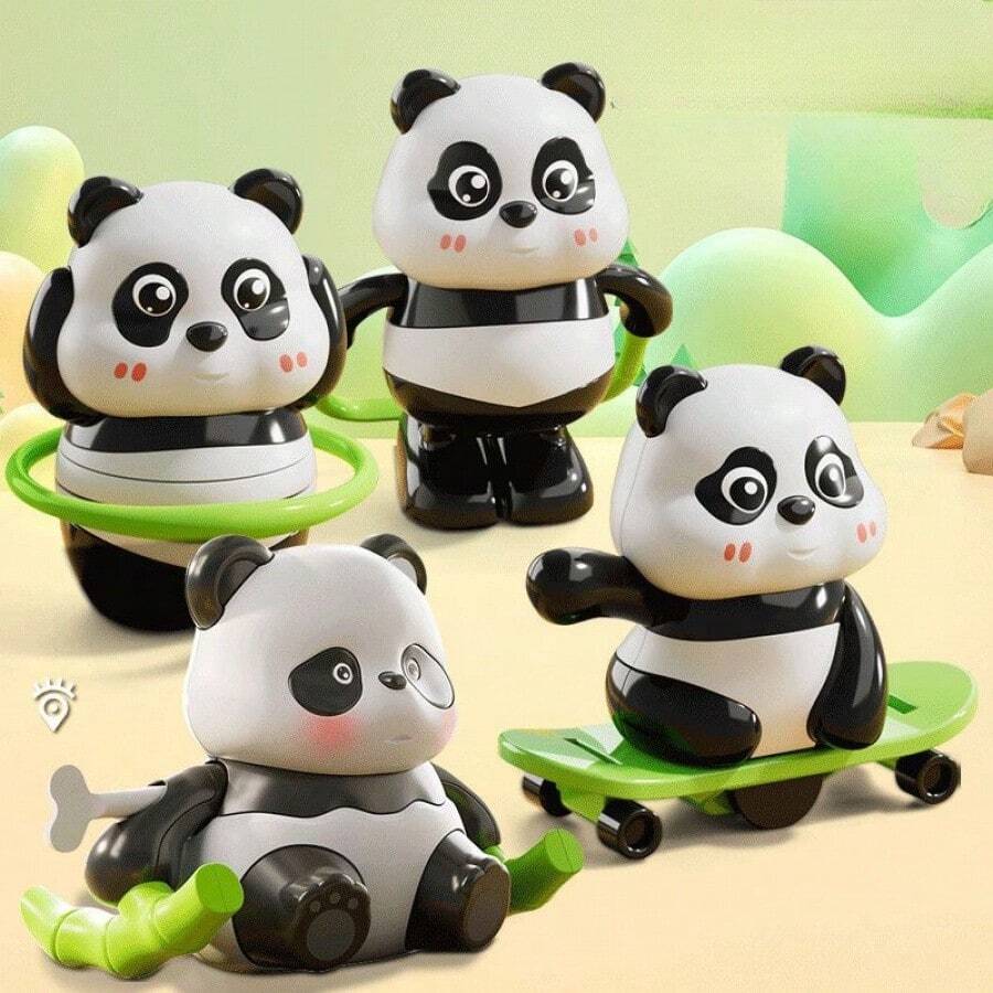 1件趣味发条熊猫造型运动系列卡通趣味发条滑板跳绳发条动物礼物 - 彩色 - 查看 1