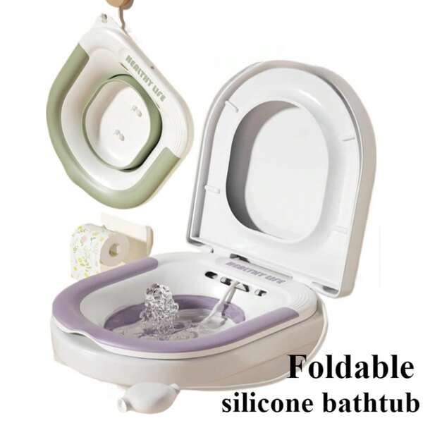 Tragbarer Bidet Behälter - mit Handbrause, häuslicher nicht perforierter Bidet, faltbarer Silikon Bidet, Aromatherapie Bidet mit ätherischen Ölen, Bidet für die Zeit nach der Geburt - lindert Beschwerden, perfektes Willkommens-Geschenk