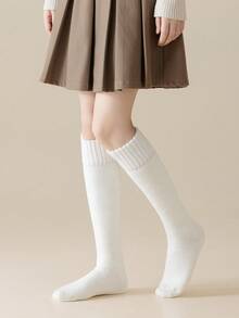 1双女士羊毛小腿袜，秋冬厚款保暖袜，2025年新款毛绒小腿袜 - 彩色 - 查看 8