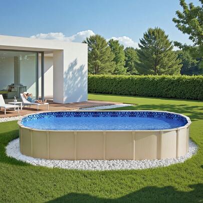 15 X 30 Ft Oval Pool Liner, Overlap Style Above Ground Pool Liners, 48-To-54inch Wall Height, Durable Pool Liner, Standard Gauge Vinyl, For Steel Sided Above-Ground Swimming Pools
