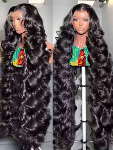 28 30 Inch 360 Lace Front Wigs Human Hair Invisi Strap 250 Density Body Wave Lace Front Glueless Wigs Human Hair Pre Plucked With Drawstring 360 HD Full Lace Frontal Wigs For Women - Natural Black - 查看 3