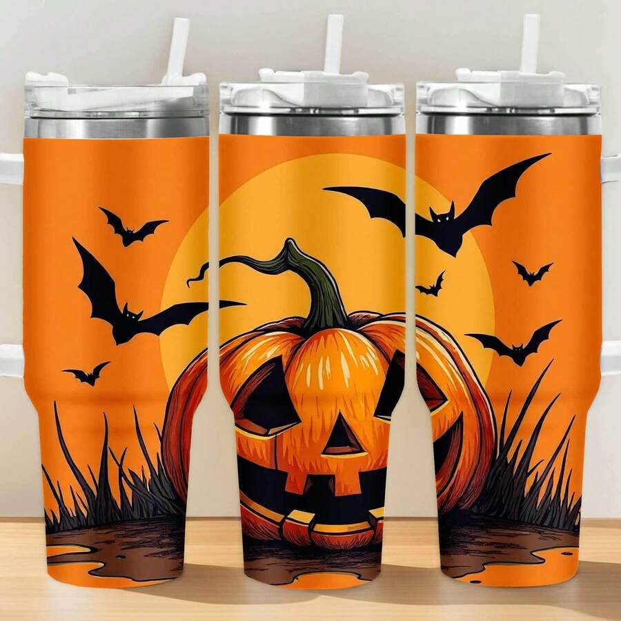 1 Pcs 40oz 304 Stainless Steel Insulation Water Bottle With Straw Car Cup - Keeps Cold For 12 Hours & Hot For 6 Hours - Suitable For Everyday Use - Perfect Gift For Birthday, Party, Family & Halloween