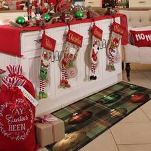 1pc Christmas Plaid & Colorful Christmas Ball Pattern Faux Wool Surface TPR Bottom Doormat, Bathroom Mat, Kitchen Mat, Laundry Room Mat, Holiday Decor, Home Decor, Party Decor, Wedding Decor, Dining Decor - Multicolor - View 9