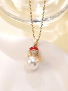 VceTd 1件时尚创意圣诞项链，圣诞树造型，可爱驯鹿铃铛，珐琅吊坠，方形吊坠项链，蝴蝶结糖果项链，DIY项链，男女皆宜，适合日常佩戴和派对，完美的圣诞项链礼物 - 金黃色 - 查看 7